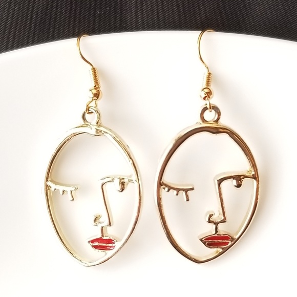 BOHO FACE EARRINGS Drop Earrings Dangle - Picture 2 of 3